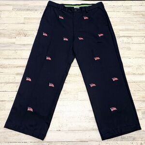 Izod Golf Pants 34 x 26 Blue American Flag Embroidered Hemmed